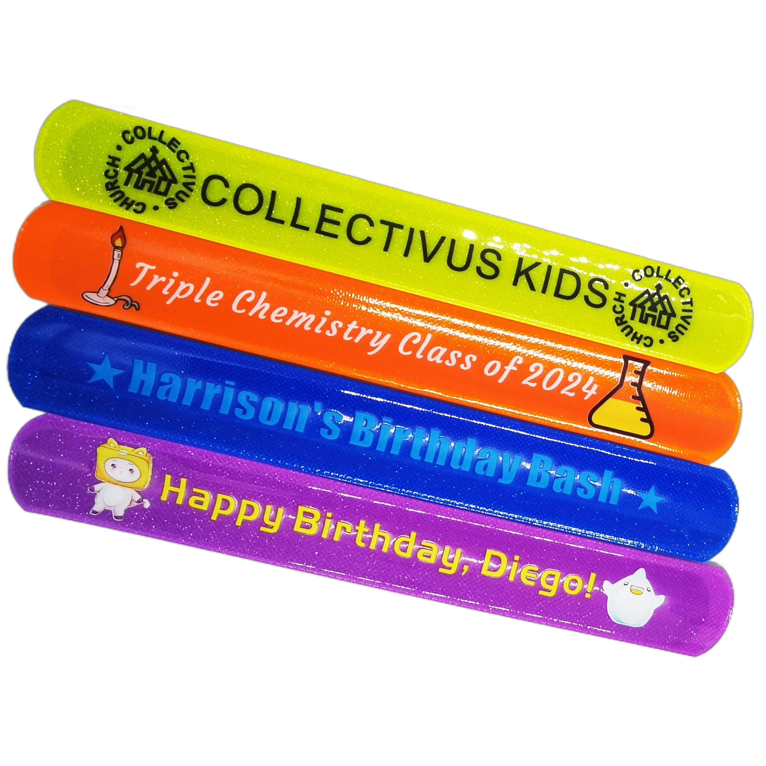 FREYOLI FREYOLI Custom Slap Bracelets with Picture 5/10/30/50 ct Personalized Logo Wristbands Bulk for Party Favors, Birthday, Classroom Rewards, Events, Fundraisers, Support, Awareness