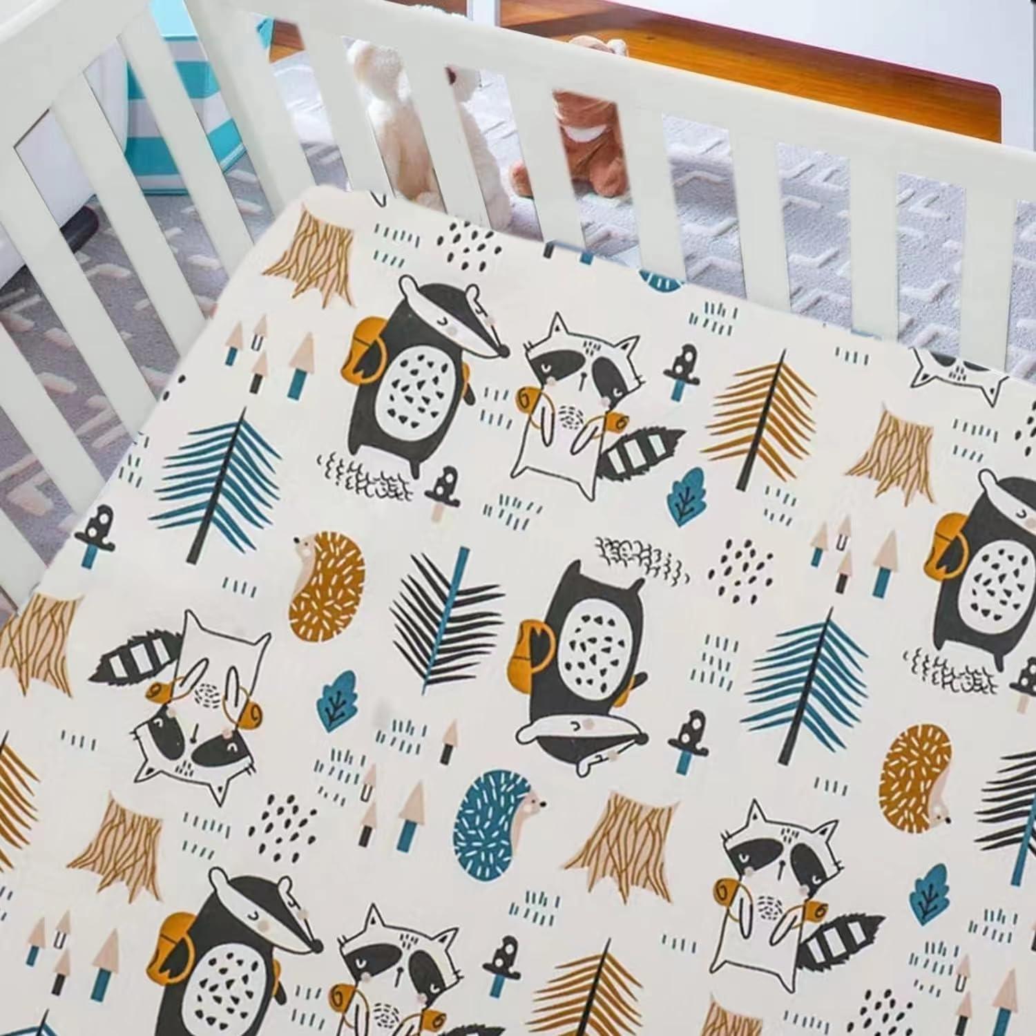 Aisawate 2 Pack Crib Sheets for Boys, Girls - Fitted Crib Sheet, Baby Crib Sheets Neutral, Crib Mattress Cover 52"x28"- Organic Cotton Toddler Bed Sheet Fitted for Standard Crib Mattress (Animal)