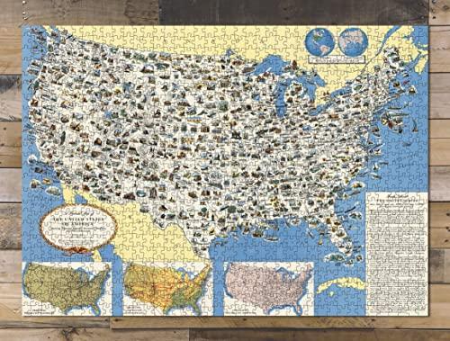 INFINITE PHOTOGRAPHS 1950 Map of United States of America | 1000 Piece Adult Jigsaw Puzzle | Birthday Present Gifts | Family Entertainment | Unique Gift