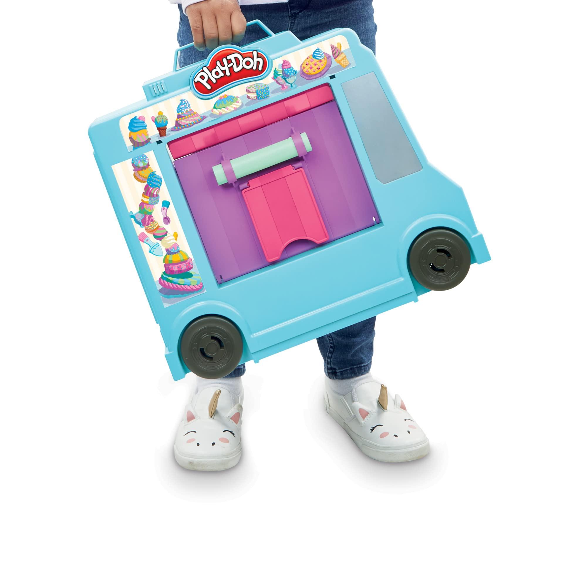 Play-Doh Play-Doh Kitchen Creations Ice Cream Truck Toy Playset for Kids, 20 Play Kitchen Accessories, 5 Colors, Preschool Toys for 3 Year Old Girls and Boys and Up