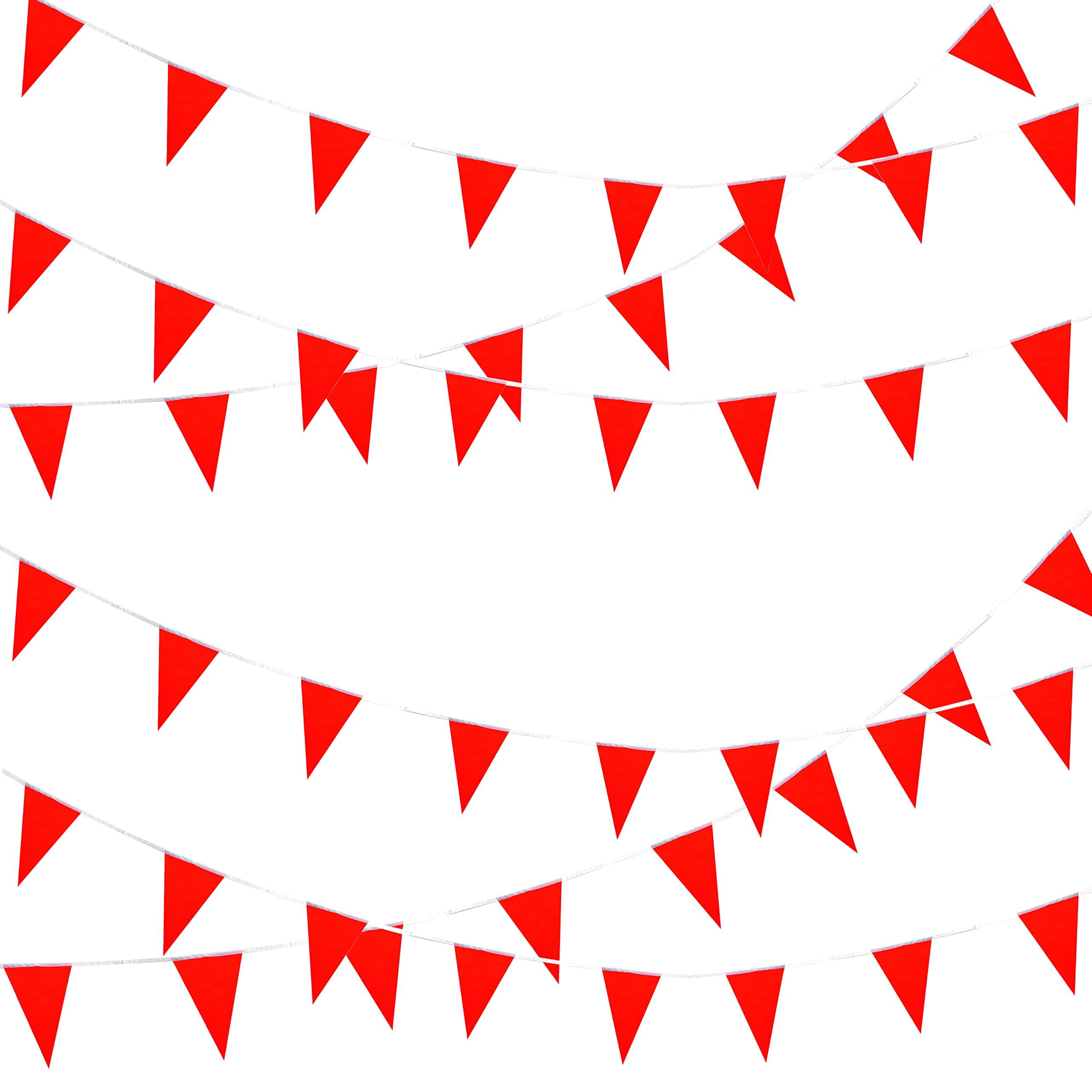 WEITBF WEITBF 50ft 30pcs Red Blank Pennant Banners Flags String Triangle DIY Bunting Flags,Party Decorations for Grand Opening,Kids Birthday,Festival Celebration
