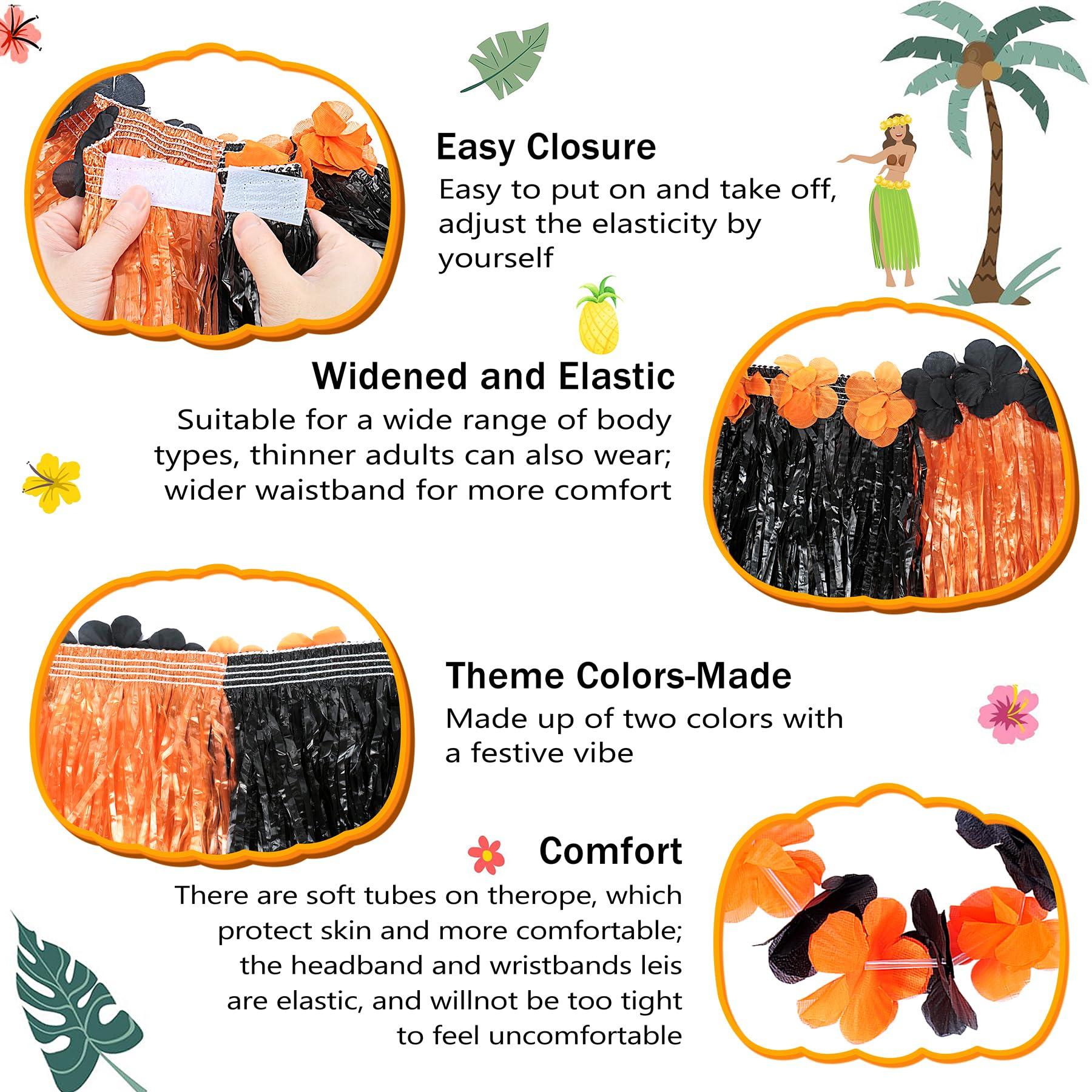 Fortuning\'s JDS Fortuning\'s JDS Girl\'s Hawaiian Hula Grass Skirt for Party Outfits Kids Flowers Costume for Luau Tropical Beach Party Decor