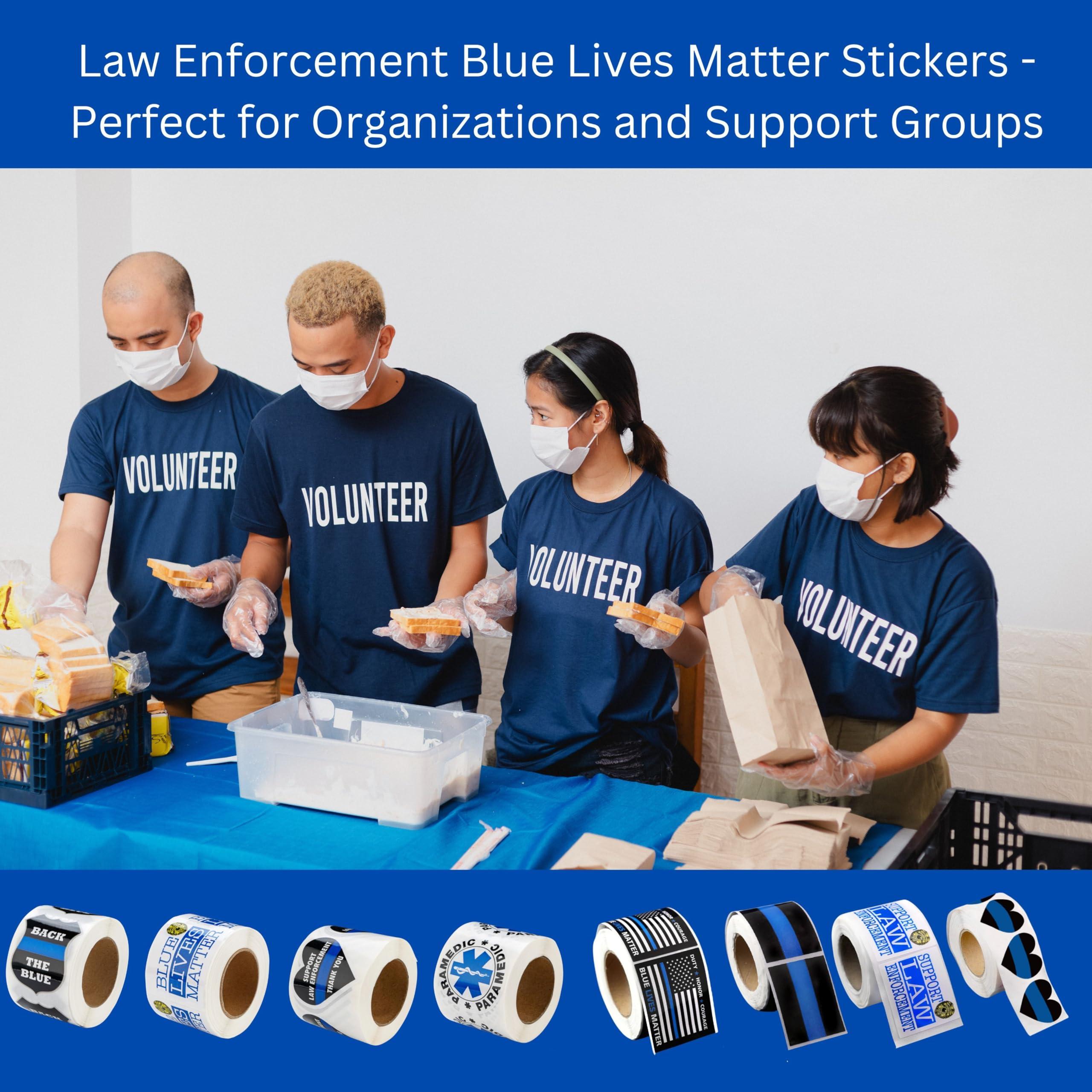 Fundraising For A Cause 250 Police Support Stickers - Roll of 250 Blue Lives Matter Flag Stickers