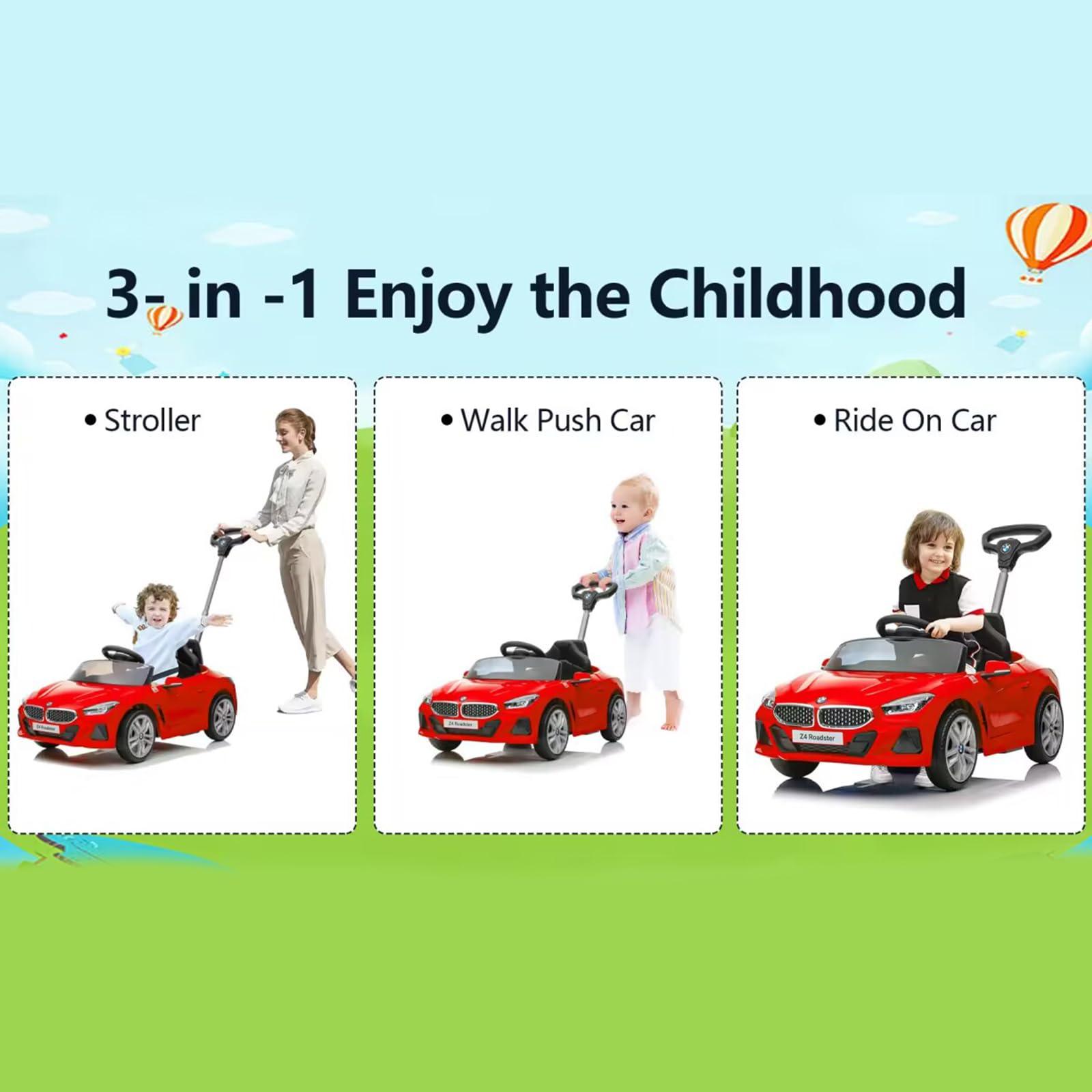 Voupou Voupou Push Ride-on Car for Toddlers 1-5, Licensed BMW Z4 Toddler Push Car with Adjustable Push Rod/Horn Music/Silent Wheel, Push Car for Baby Birthday Gift (Red)