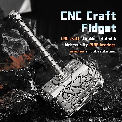 Amarlozn Cool Hammer Fidget Spinner Toy for Kids Adults, Metal 2 in 1 Hammer for Kids Adults, Keychain Infinity Cube for Office Stress Relief, Goody Bag Filler, 2 Pack Birthday (with Case)