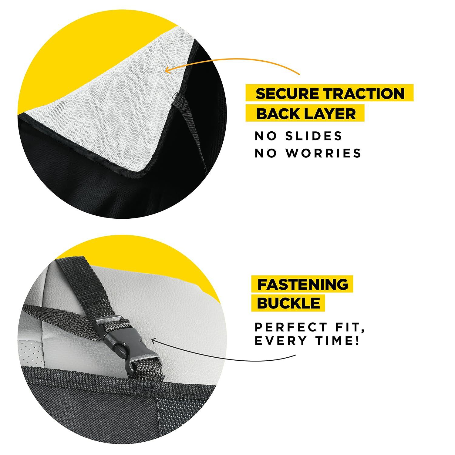 lebogner Car Seat Protector For Child Car Seat, Car Seat Protection For Baby Carseat, Non-Slip Seat Protector Under Baby Car Seat, Thick Padding Seat Cover For Car Seat With 2 Mesh Storage Pockets, 2 Pack