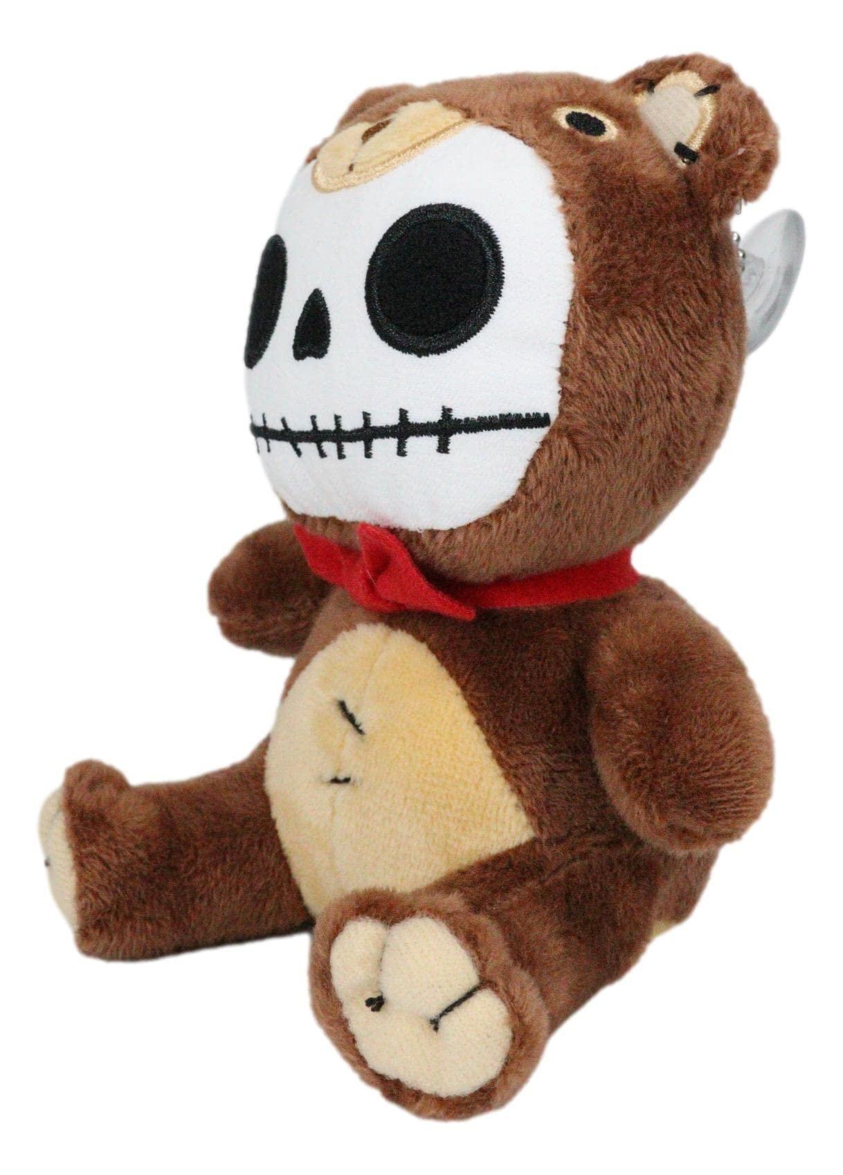 Ebros Gift Ebros Gift Small Furry Bones Skeleton Honey Bear with Red Ribbon Soft Figurine Stuffed Collectible Forest Bears Skeletons Skulls Halloween Macabre Accent