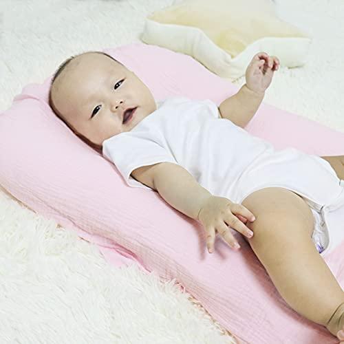 Hooyax Hooyax Muslin Baby Lounger Cover Soft Organic Cotton Slipcover Fits Newborn Lounger for Baby Boys and Girls (Pink)