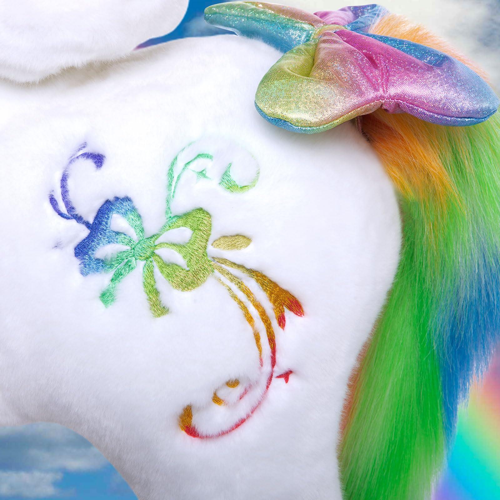 PonyCycle PonyCycle Ride on Rainbow Unicorn Toys Pony Cycle Premium Model X- Riding Horse for Kids 4-8 Size 4 Riding Unicorn No Electricity Mechanical Giddy up Pony Plush Toy Walking Animals X42