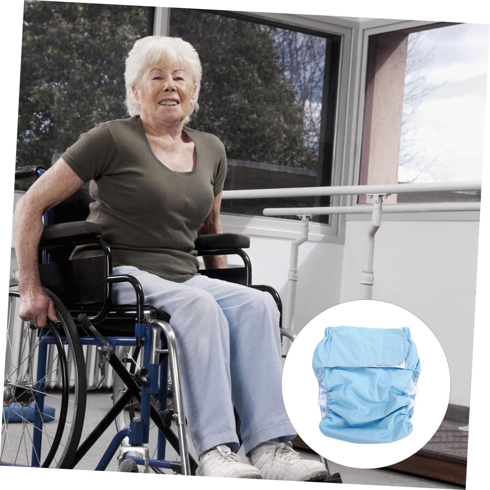 JECOMPRIS JECOMPRIS Adult Cloth Diaper Waterproof Nappy Elderly Incontinence Care Nappies Underwear Reusable Washable Overnight Diapers Pants for Disability Seniors Men Women Blue