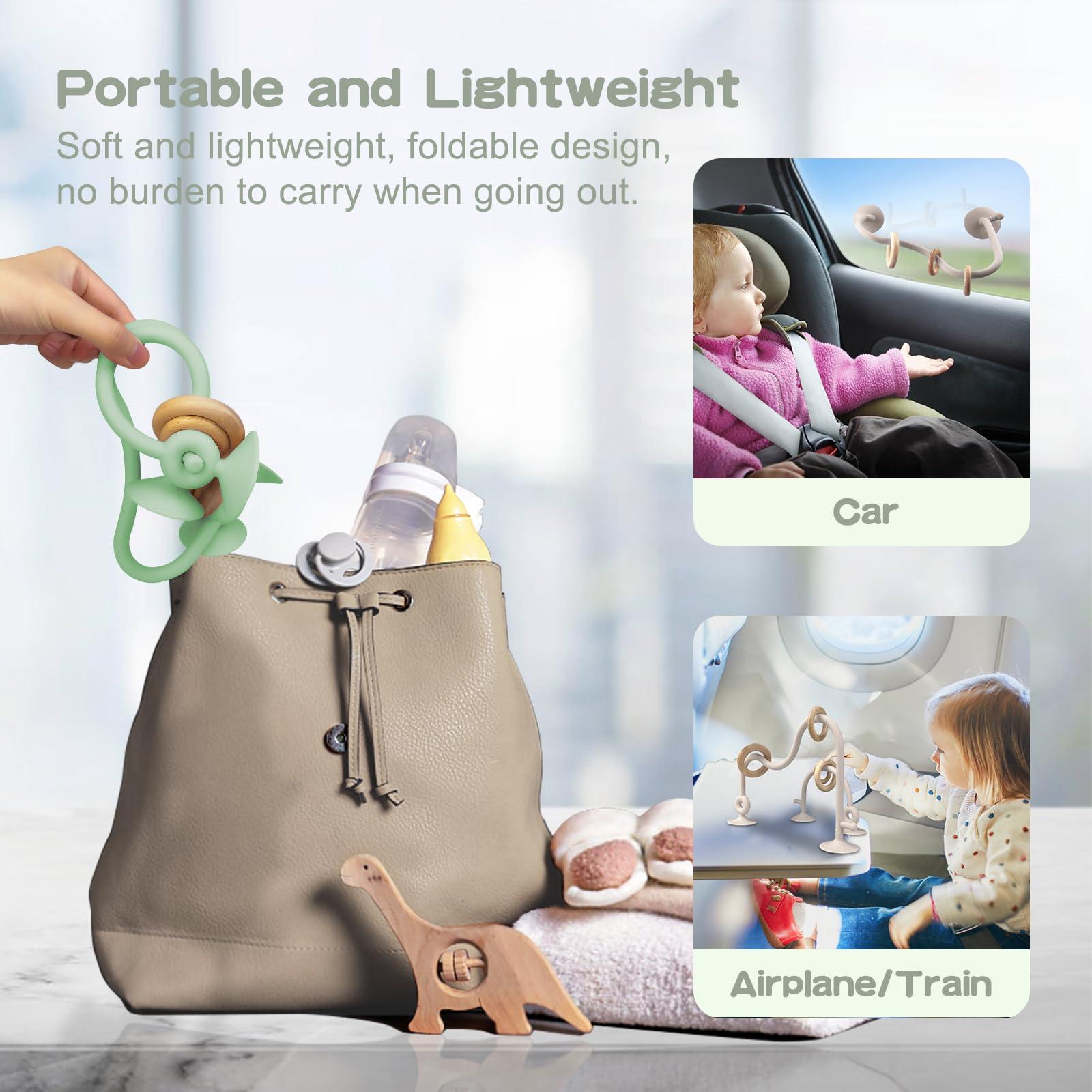 oiimllby High Chair Suction Cup Toys for Babies 6-12 Months, Baby Sensory Chew Toys, Suction Baby Toy for High Chair, Montessori Toys for Babies 0-6 months, Silicone Baby Teething Toys 6-12 12-18 Months(Green)