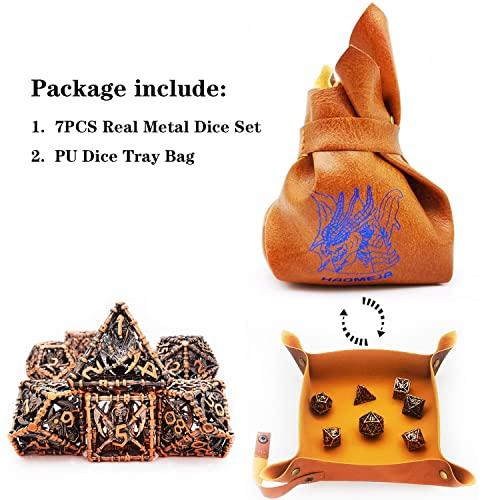HAOMEJA HAOMEJA Hollow Metal Dice Grim Reaper Dice Dungeons and Dragons Dice DND Dice D&D Set Polyhedral Dice Apply to Pathfinder MTG Board Games Roll Playing Dice D20 D12 D10 D8 D6 D4 (Ancient Red Copper)