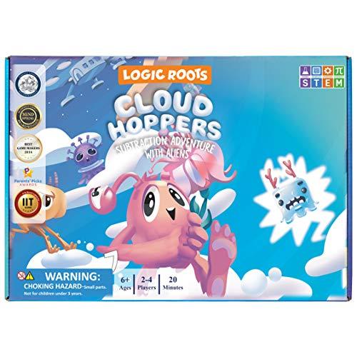 Logic Roots Logic Roots Cloud Hoppers Addition and Subtraction Game - Fun Math Board Game for 6 - 8 Year Olds, Easy to Play Educational Game for Kids at Home, Perfect STEM Toy Gift for Girls & Boys, Grade 1 & Up