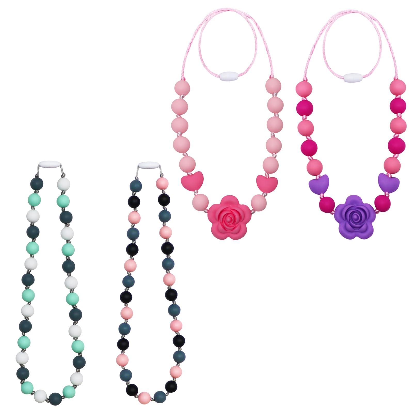 Flyaway Teething Necklaces for Baby Infant, 4pcs