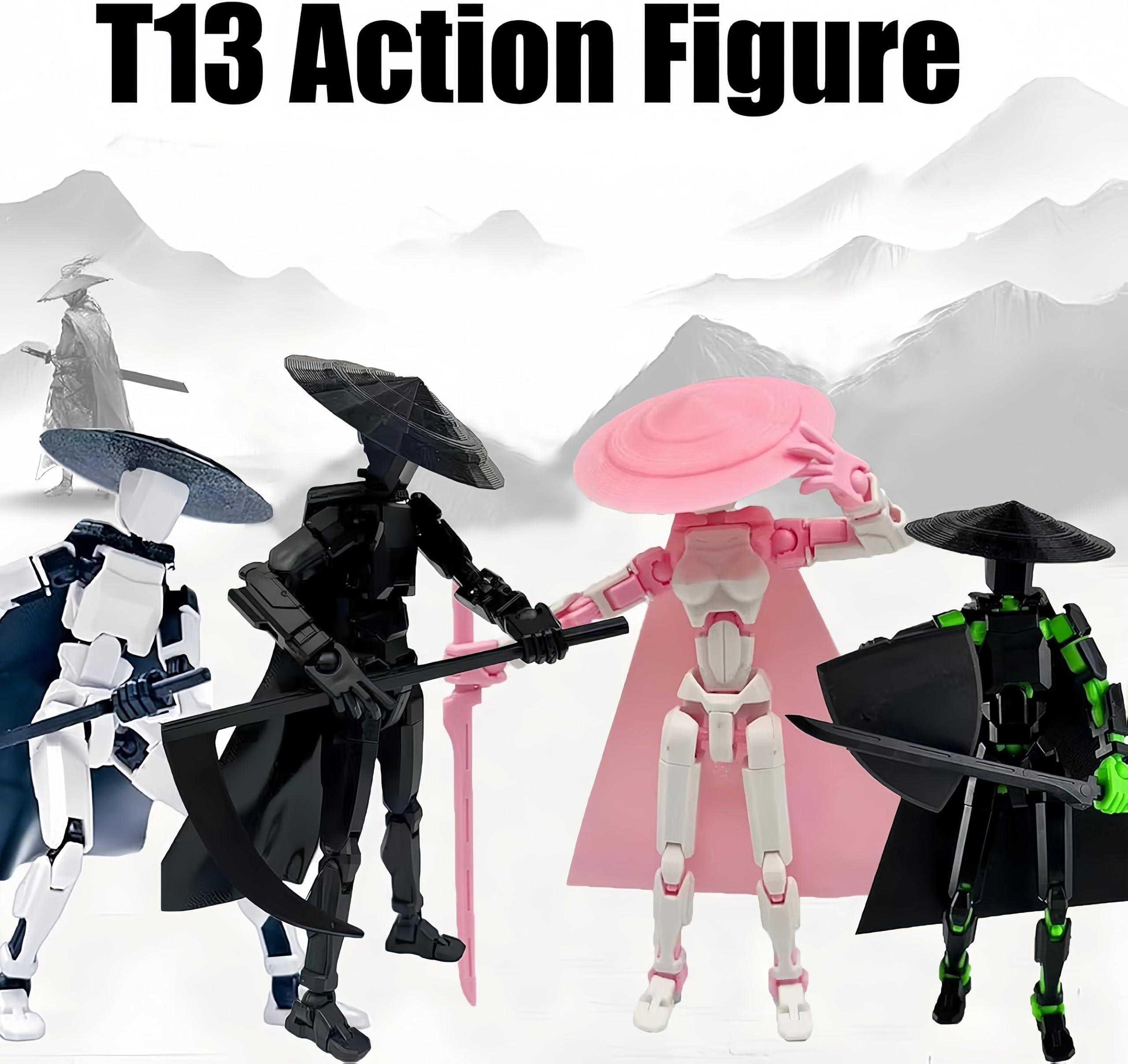 cbozimpr 4 Packs Titan 13 Action Figure Set (Assembly Completed) 3D Printed Figure Dummy T13 Multi-Jointed Movable, Titan 13 Robot Action Figure, Christmas Birthday Valentines Day Gifts for Kids Classroom
