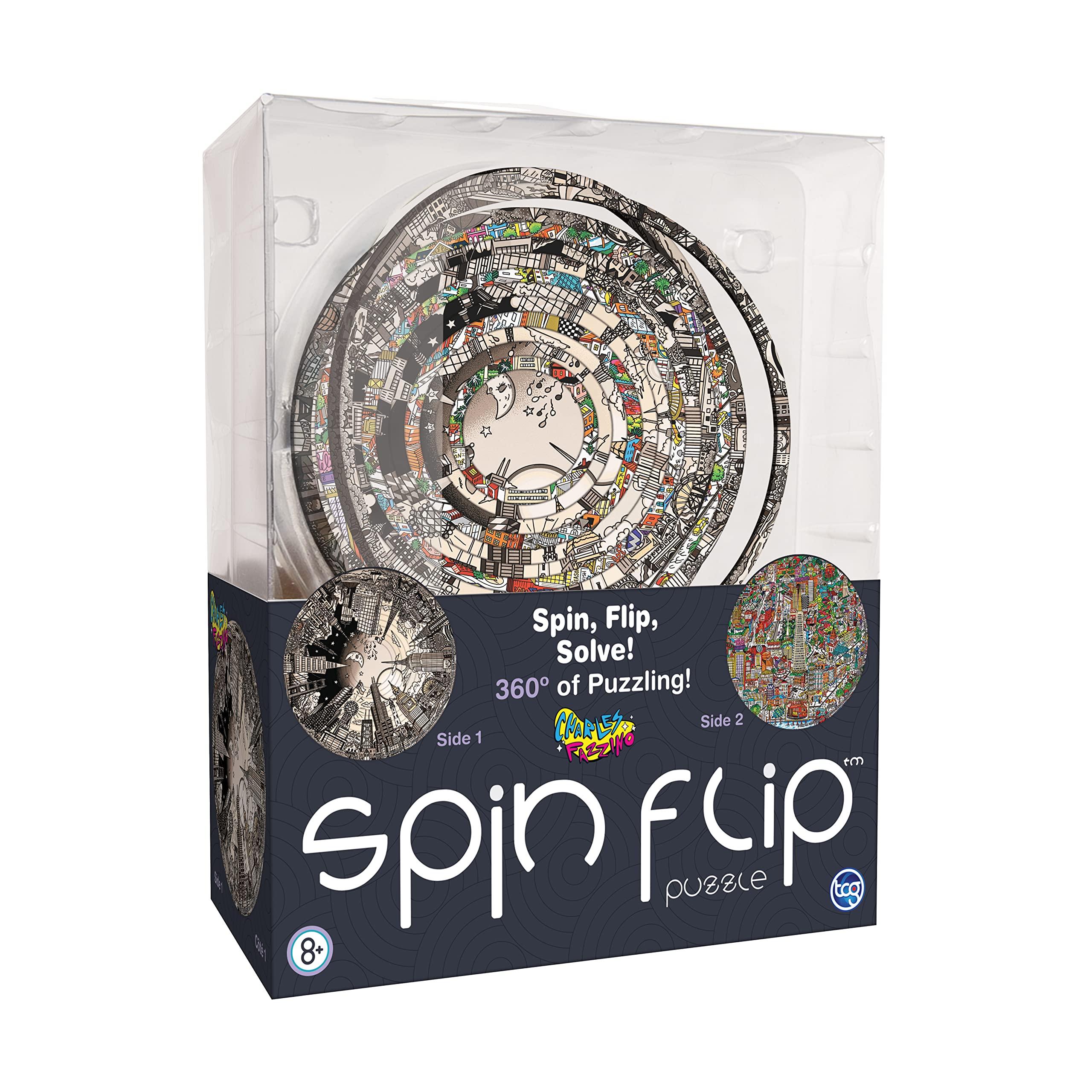 TCG Toys Spin Flip Puzzle - Charles Fazzino - Spin it, Flip it, Solve it! for Those who Love Brain teasers! Adult Fidget Toy. Great Gift for Mom, Dad, Teens, Men and Women