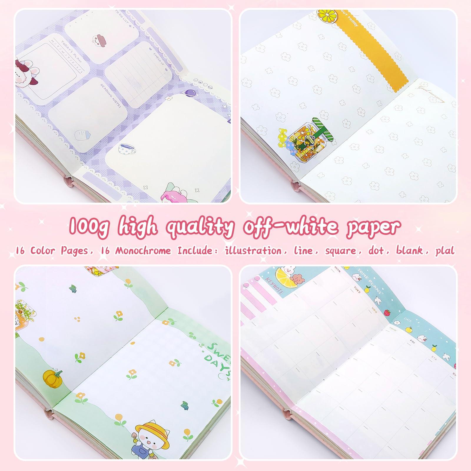 ADOUNOTES ADOUNOTES Cute Journal Notebook for Girls, Gifts for Teen Girls, Kawaii Journal Notebook Sweet Days Series, PU Leather Cover Journal Diary Notebook with Magnetic Buckle 224pages