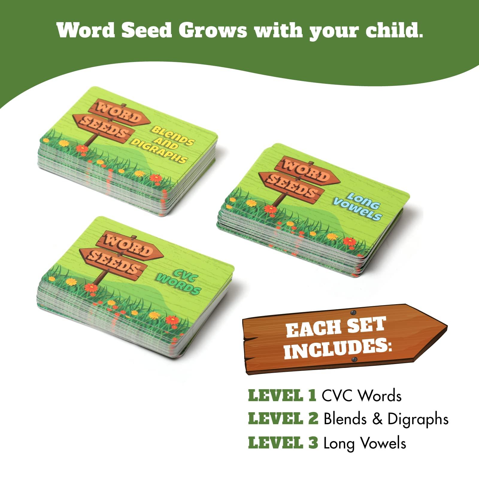 Melby Toys Word Seeds - Phonics Games for Kids Ages 4-8, Kindergarten Learning Activities, Learn to Read Game, Kindergarten Games for Classroom, CVC Games