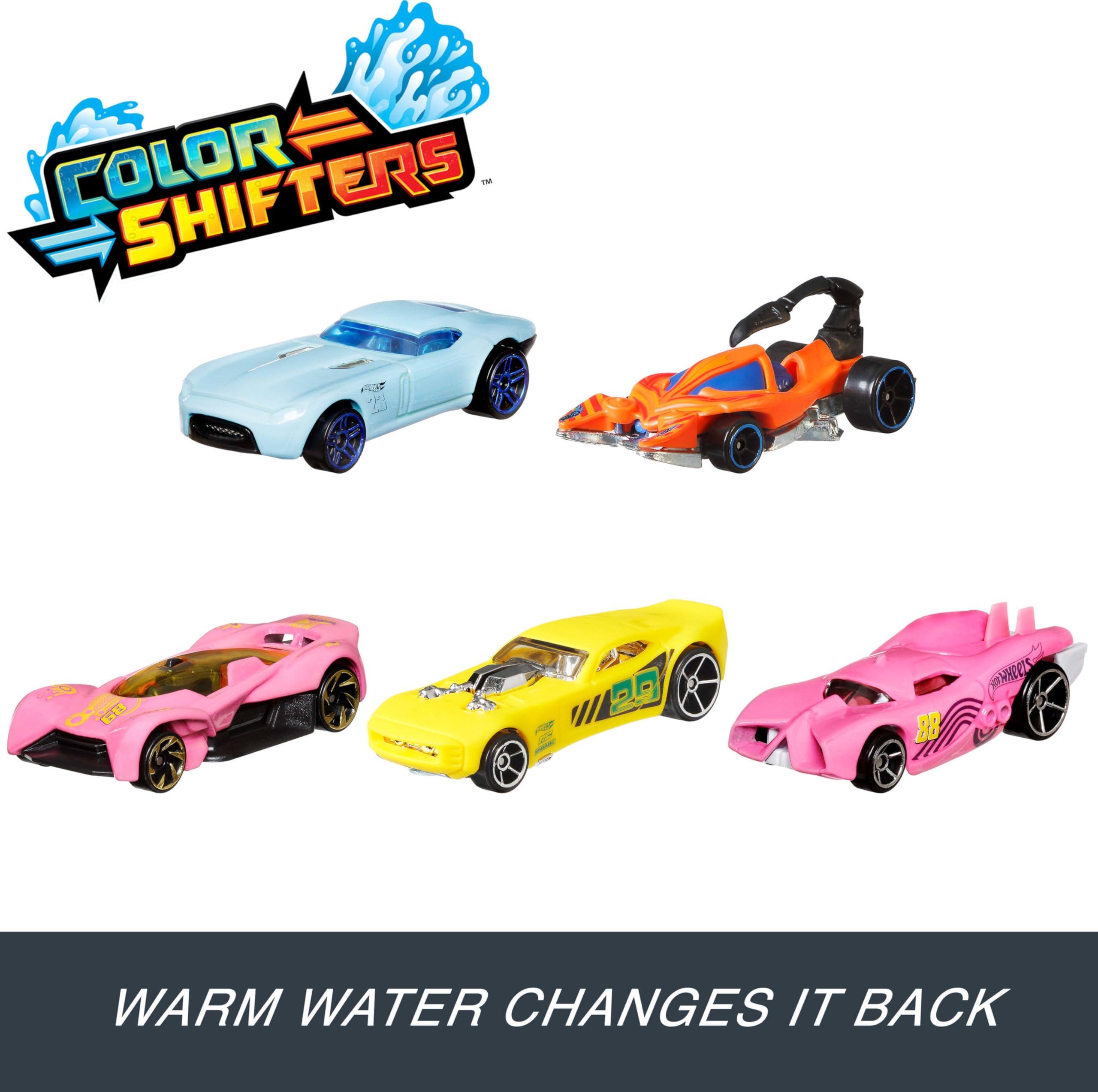 Hot Wheels Hot Wheels Color Shifters Toy Cars 5-Pack, Set of 5 1:64 Scale Vehicles that Change Color in Cold or Warm Water (Styles May Vary) (Amazon Exclusive)