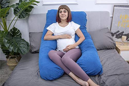 MOON PINE MOON PINE Pregnancy Pillow, U Shaped Full Body Pillow for Maternity Support, Sleeping Pillow with Cover for Pregnant Women (Dark Blue)