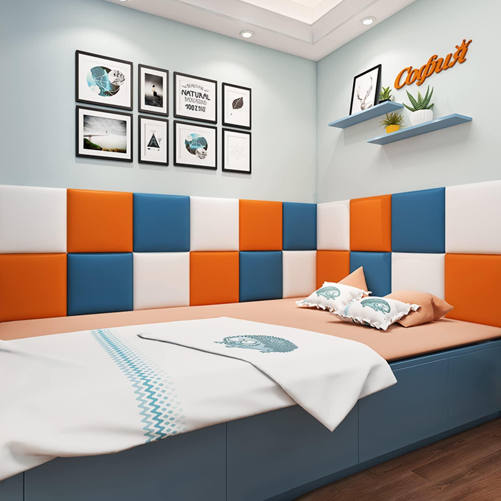 RWBATT RWBATT Anti-Collision Wall Padding for Kids, 11.8 X 11.8 Upholstered Wall Panels Headboard, Peel and Stick 3D Wall Panel, Tatami Nursery Playroom Protection Wall Stickers (Black, 4)