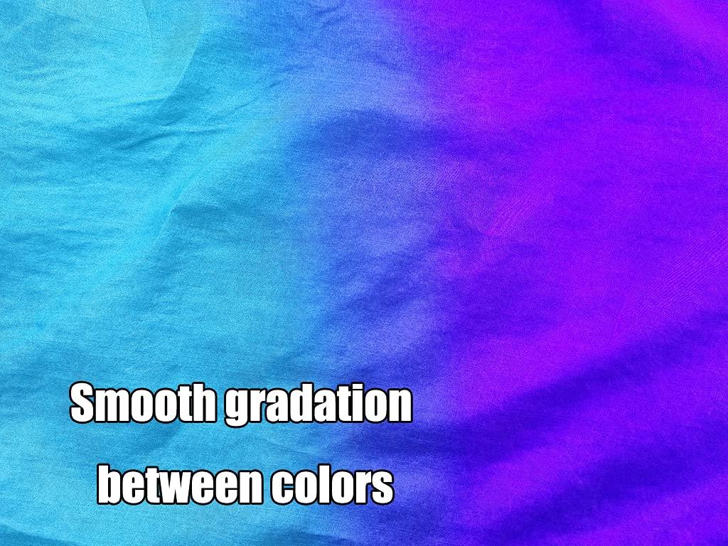 Winged Sirenny Winged Sirenny Single Piece 70" Play Silk Scarf with Poi Ball, Colorful Silk Flag Ribbon Streamer, Belly Dance Practice VOI (Rainbow longside)