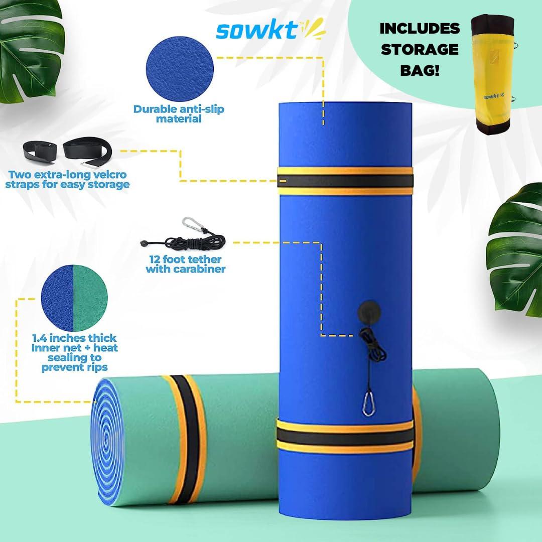 SOWKT Premium Made in USA Lily Pad Floating Mat for Lakes and Pools (12x6 ft) - Great for The Lake, Pool, Boat or as a Floating Dock - Giant Lilly Pad for Adults and Kids Alike for Unlimited Water Fun