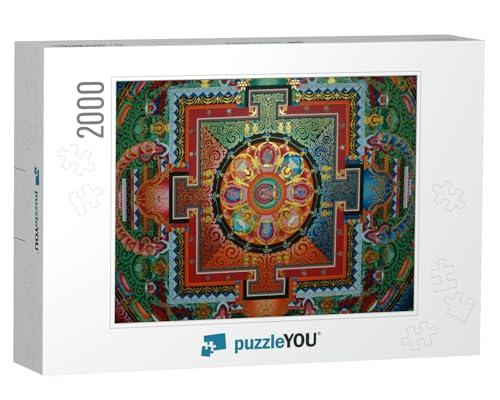puzzleYOU Square Mandala on The Ceiling of a Tibetan Monastery... Jigsaw Puzzle Jigsaw Puzzle with 2000 Pieces