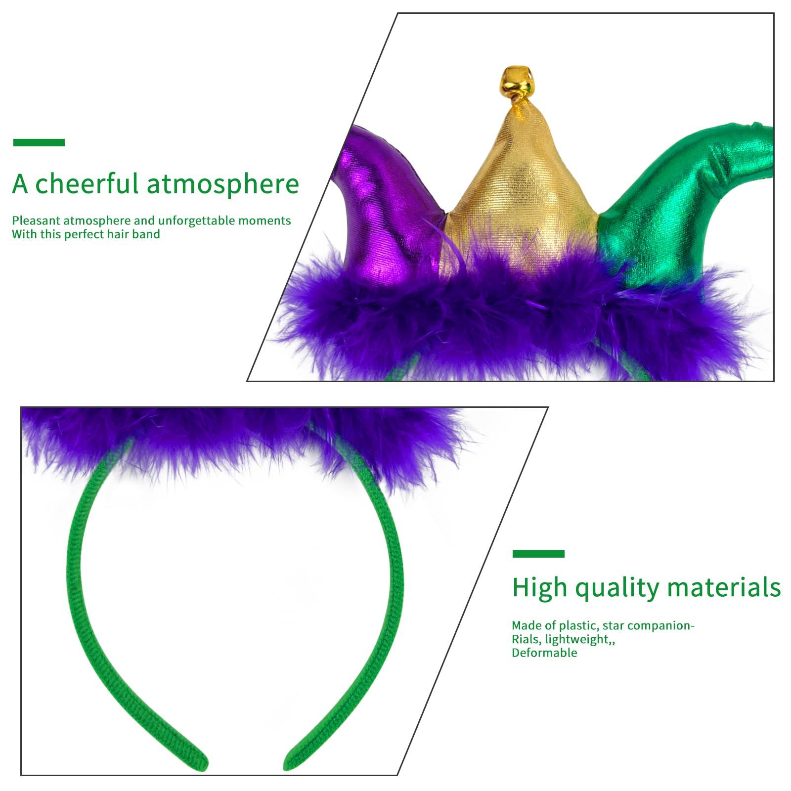 SIROGOGO SIROGOGO Mardi Gras Jester headband Court Clown headwear Funny Hat for Masquerade Cosplay Accessory Multicolor
