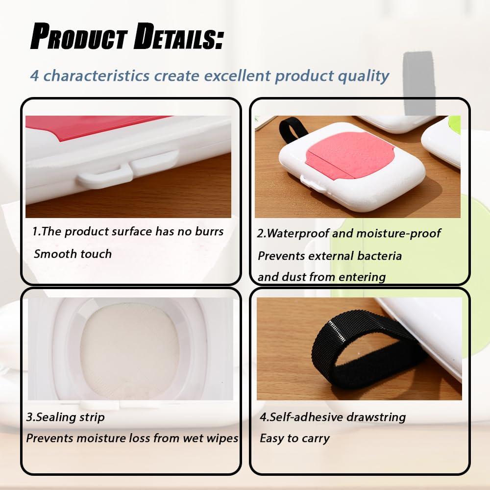 MayFancy Travel Wipe HolderWipes Container,Wet Wipe Container Box for StrollersHanging Refillable Wipes Dispenser Portable Baby Wipe Case for Indoor Outdoor Use (Green+Red+Grey 3pcs)