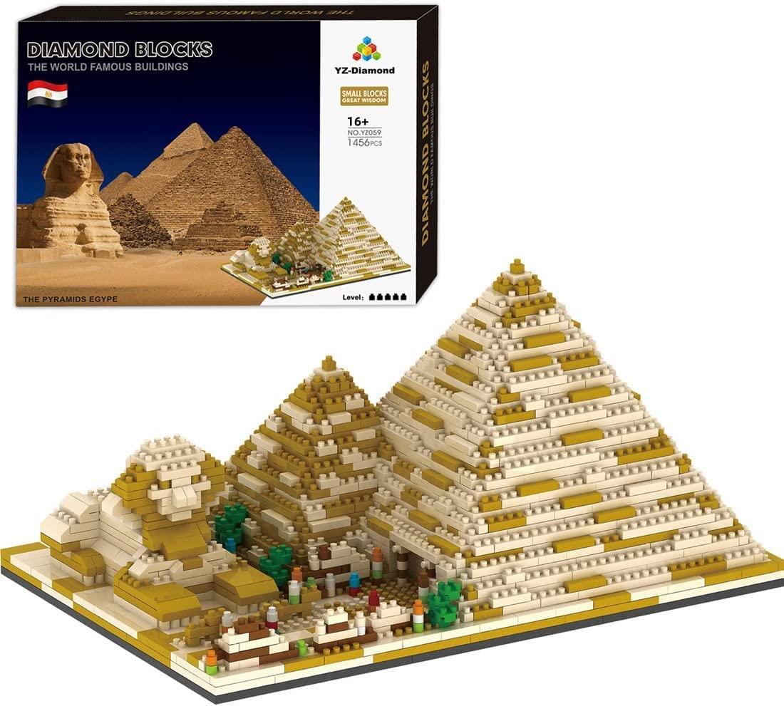 FULHOLPE FULHOLPE Egyptian Pyramids Micro Bricks Mini Building Blocks Set (1,456 Pieces) - World Famous Architectural Model Set Modular Building Kit
