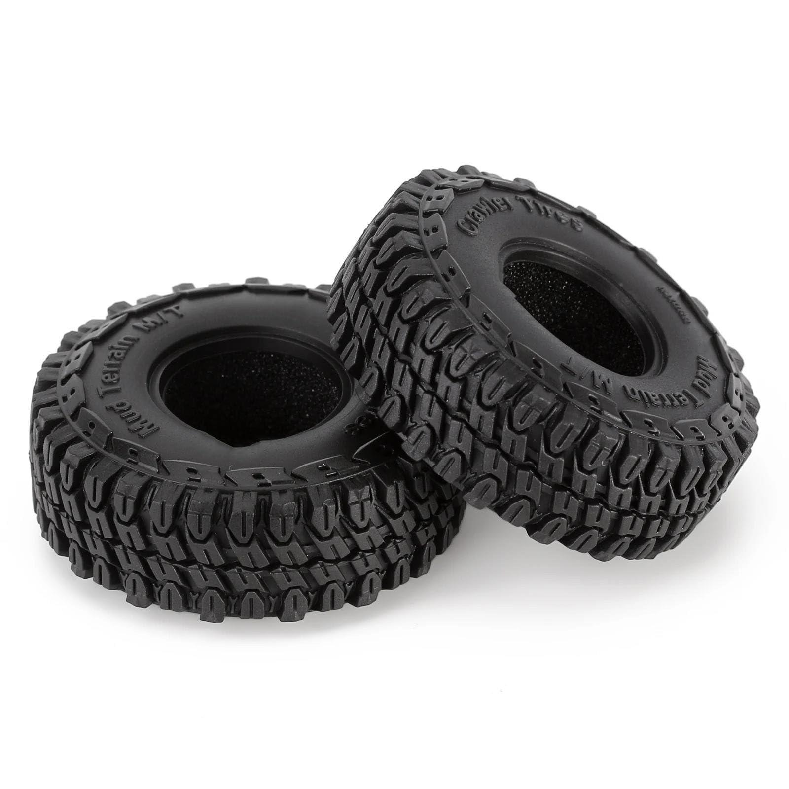 AMLIK AMLIK RC Car Accessories Compatible with Axial for SCX24 for Gladiator for AX24 1.0\"\" Soft Rubber Mud Terrain Wheel Tires for 1/18 1/24 RC Crawler Car Upgrade Part (T1002)