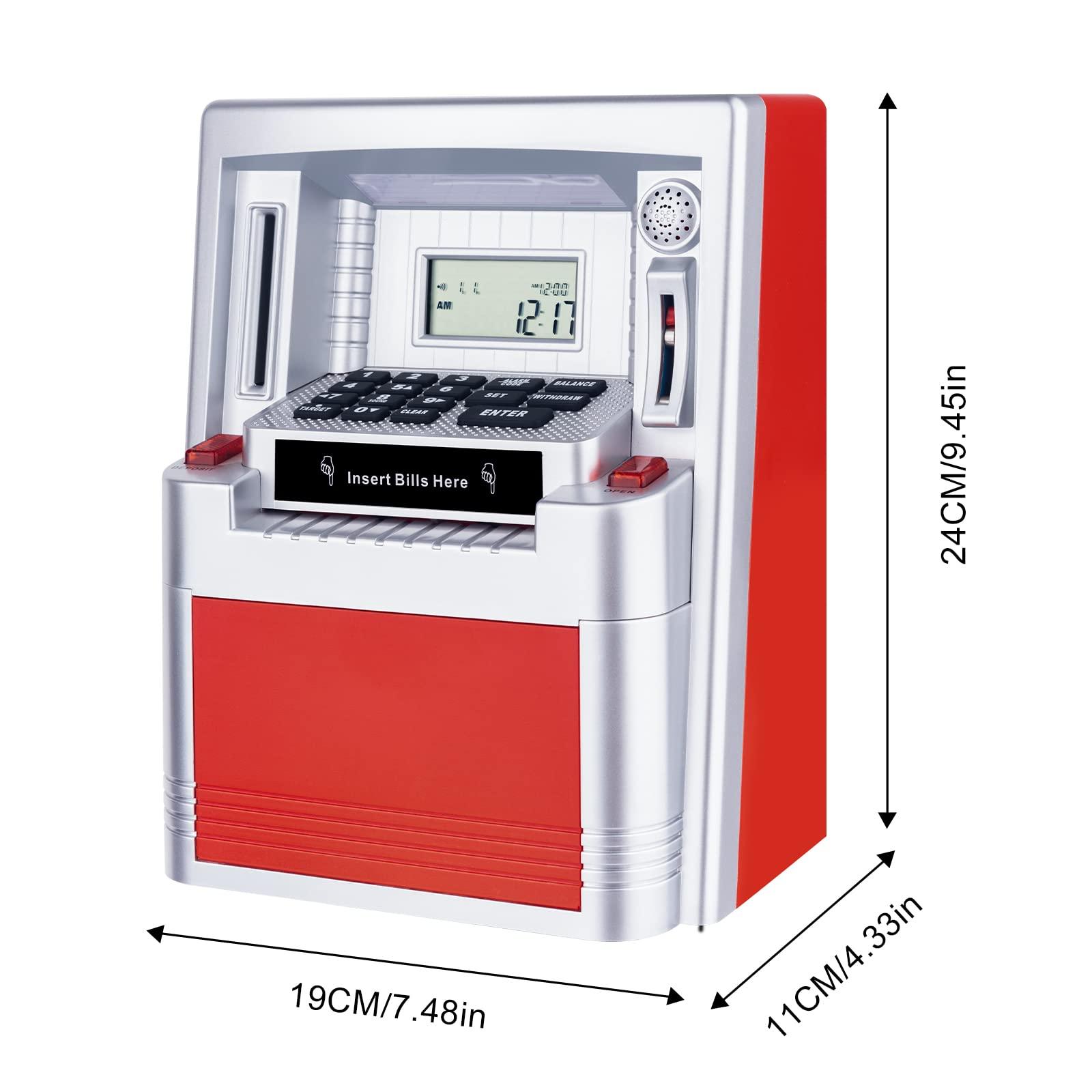 qiekaka Qiekaka Upgraded ATM Piggy Bank, Kids Talking Piggy Bank, ATM Bank Machine for Real Money, with Debit Card, Balance Calculator, Digital Electronic Savings Safe Box for Teen Boys Girls.