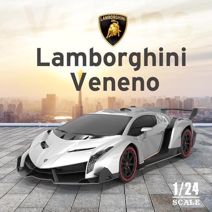 Vinie Vinie Remote Control Car for Boys, RC Cars Lamborghini, 1:24 Scale Officially Licensed Kids Toys, Lambo Veneno Drift Car with Cool Led Lights, 4 5 6 7 8 9 10 11 12 Year Old Boy Birthday Gift (Silver)