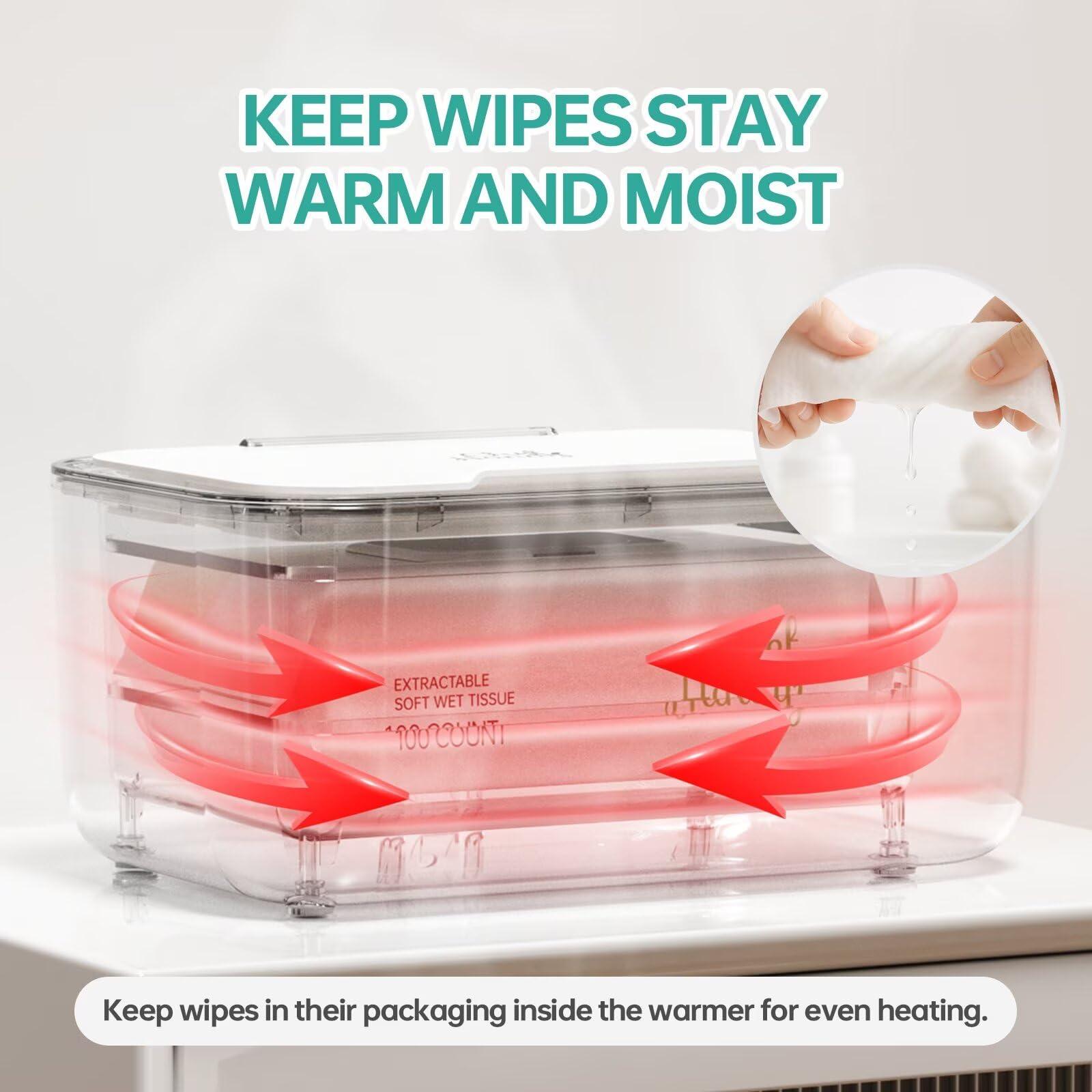 chefhandy Baby Wipe Warmer, Wipe Warmer and Baby Wet Wipes Dispenser, Smart Precise Temperature Control Large Capacity Evenly Overall Heating Silence, Wipes Warmer for Babies Portable Wipe Warmer (White)