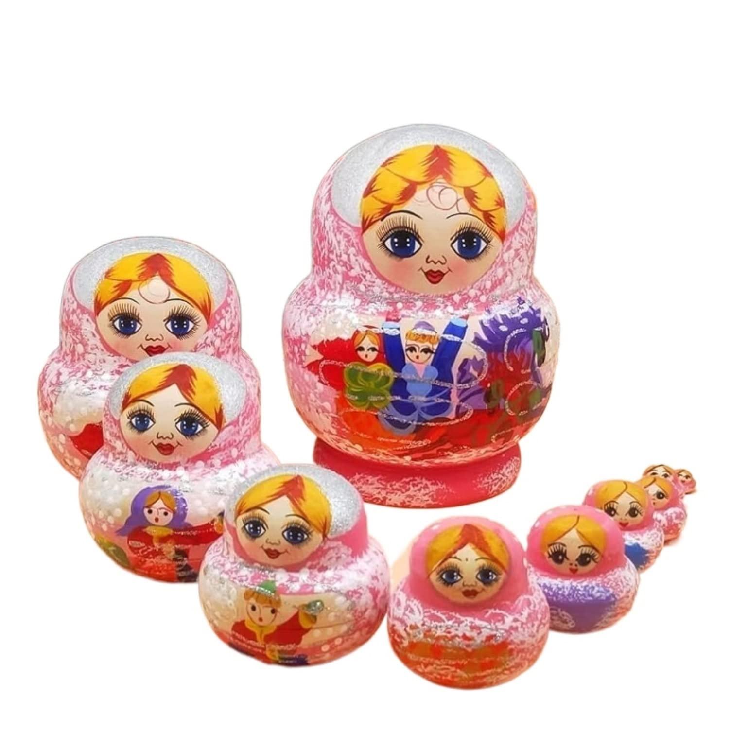 CZYJIA Matryoshka Dolls Nesting Dolls Russian Dolls Matryoshka Set Handmade Wooden Russian Nesting Dolls Set 10 Pieces for Toy Birthday Christmas Decoration Russian Nesting Dolls Stacking Dolls
