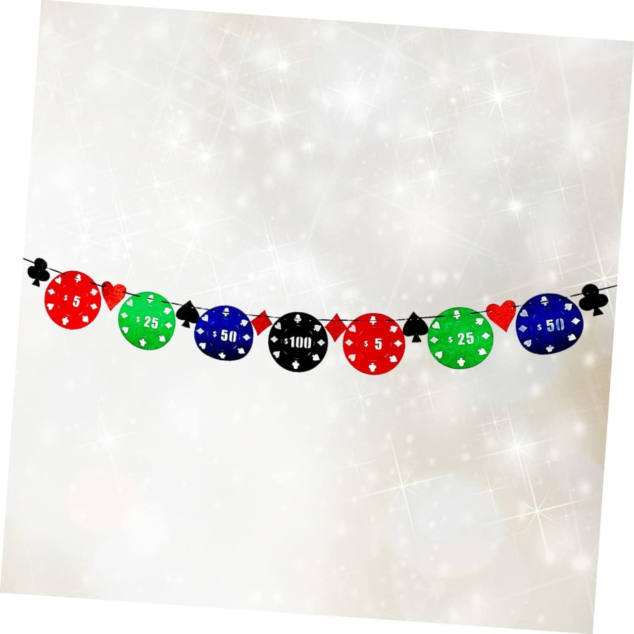 ibasenice ibasenice 1pc Hen Party Supplies Party Supplies Las Vegas Banner Poker Banner Birthday Bunting Banners Hens Bachelorette Party Props Decorations Bride At Night