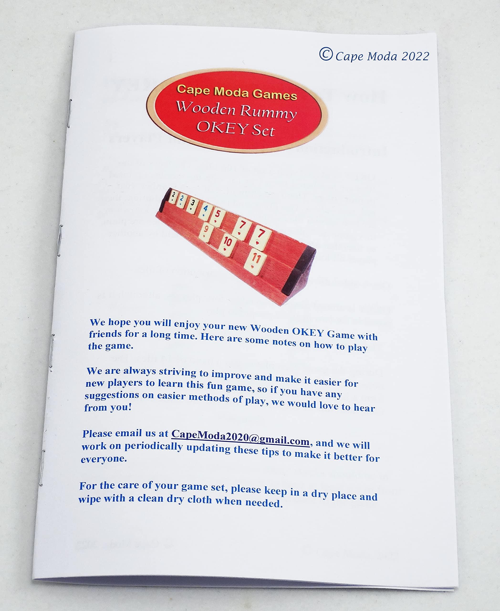 Balgin Cape Moda Large 16.7" Wooden Turkish Rummy Tile Okey Game Set, Classic Design Handmade in Istanbul, and Inspected by Cape Moda in Albany NY (Solid Wood Rummy Okey Set, Large), with Basic Instructions