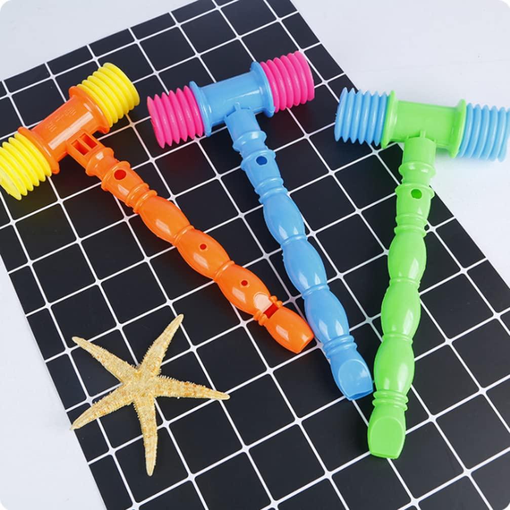 Toyvian Toyvian 12 Pcs Squeaky Squeaking Hammer Pounding Toy Plastic Whistle Sound Toy for Boys and Girls Clown Carnival Circus Birthday Party Favors Random Color