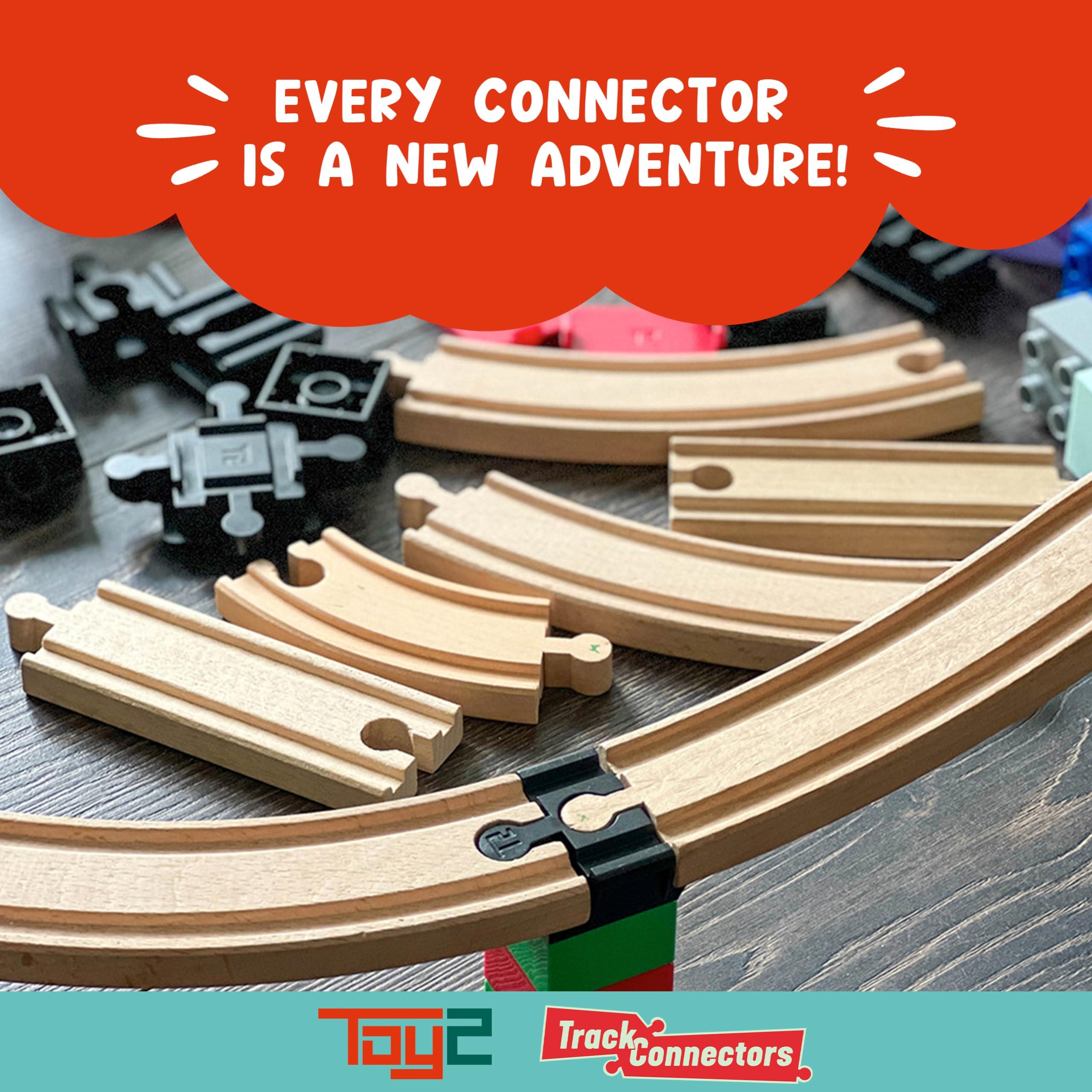 TOY2 TOY2 Wooden Train Track Accessories - Track Connectors for Wooden Train Set & Building Bricks - Educational Toys for Stem Bins, Toy Building Sets & Learning Games Track Connectors Slopes, 20 pcs