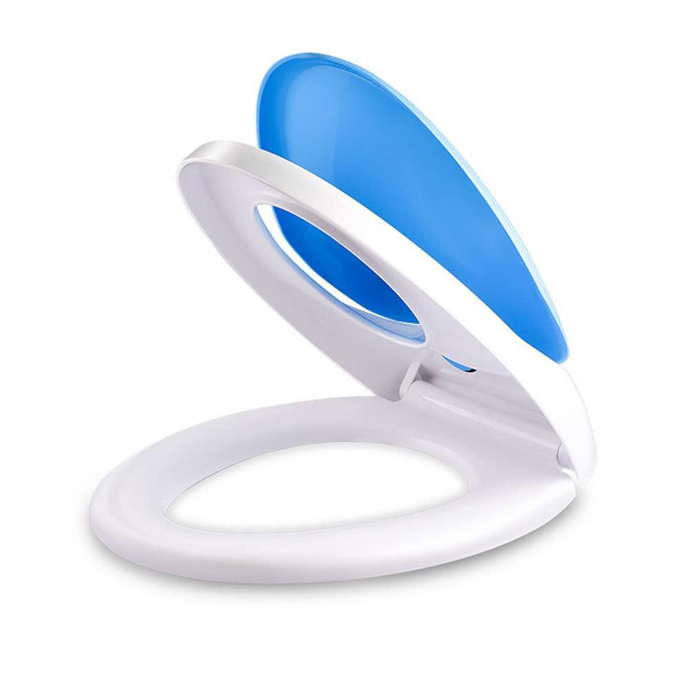 Wttfc D-Shaped Toilet Seat, Built in Potty Training Toilet Seat, Toddler Toilet Seat Slow Close, Fits Both Adult And Child, PP Material,Blue