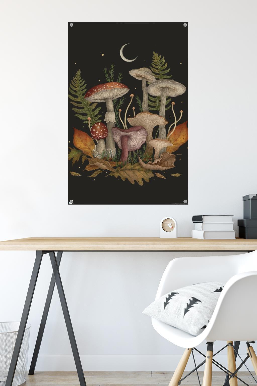 Trends International Trends International Episodic Drawing - Autumn Mushrooms Wall Poster, 22.37\" x 34.00\", Premium Poster & Push Pin Bundle