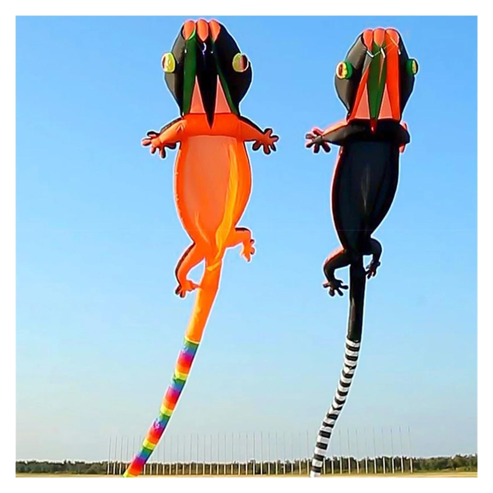 UqaBs 3D 14M Inflatable Gecko Lizard Kite, Large Soft Skeletonless Animal Kite, Outdoor Flying Sports Tear Resistant Material Kite (Color : Style 1)