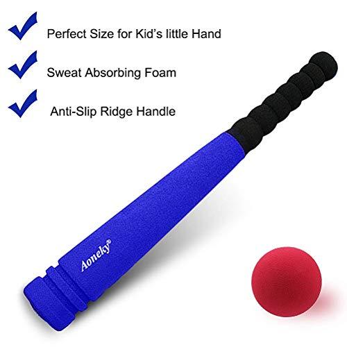 Aoneky Aoneky Min Foam Baseball Bat and Ball for Toddler - Indoor Soft Super Safe T Ball Bat Toys Set for Kids Age 3 Years Old, Best Gift for Children, 16.5 inch