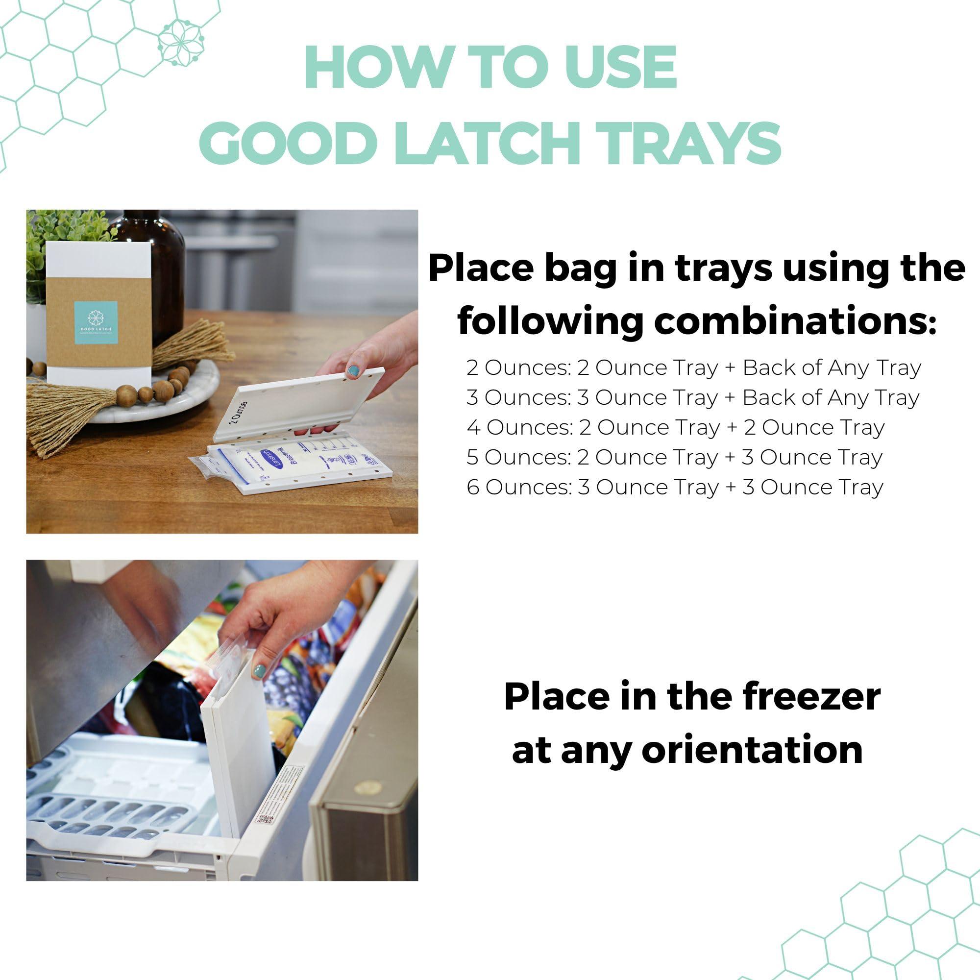 Good Latch Trays Magnetic Breastmilk Freeze Flat Trays - Breastpump Accessory to Freeze Breast Milk Storage Bags Flat (3oz Tray Set (3 or 6oz), for Motif)