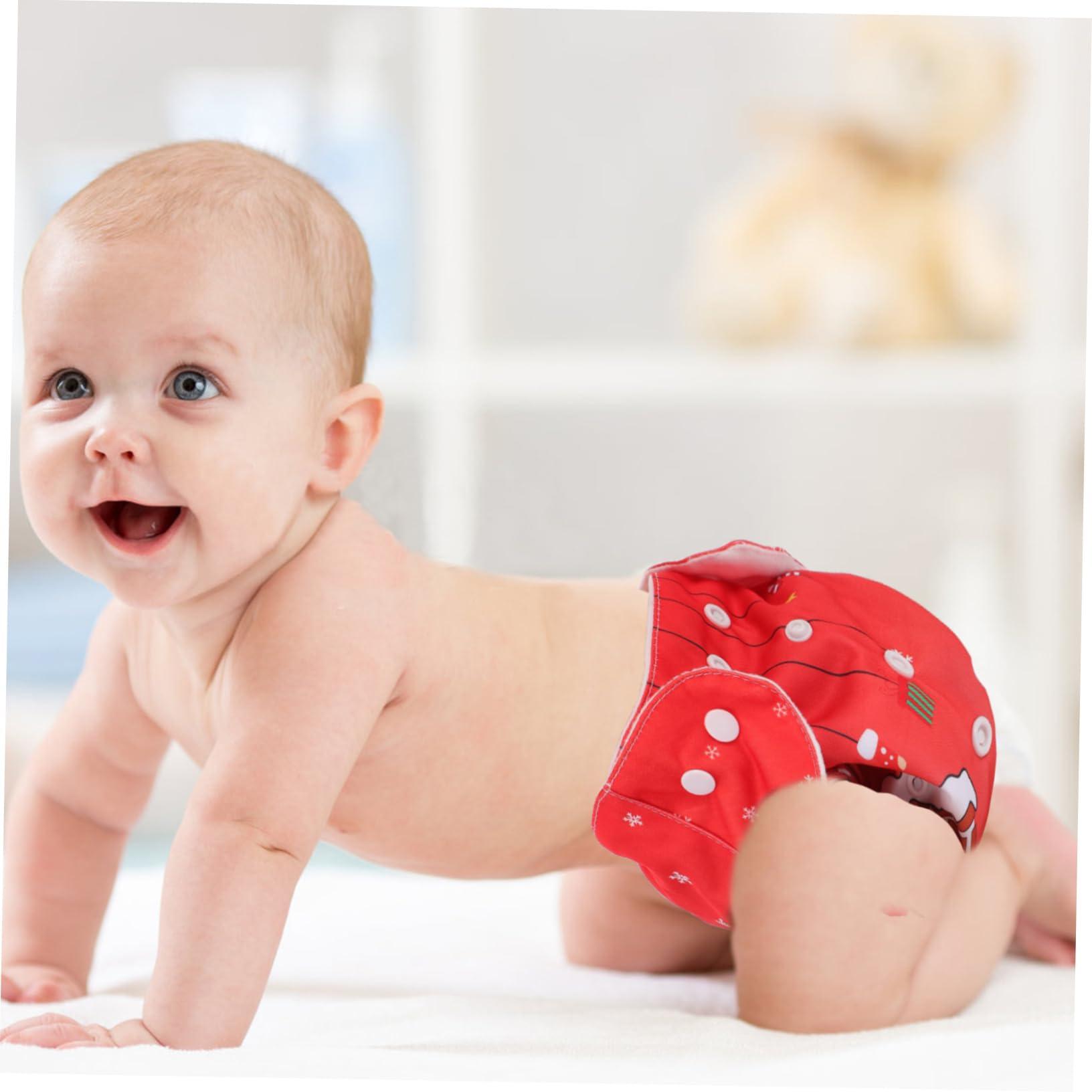 Hemoton HEMOTON Christmas Diaper Pants Set 2pcs Waterproof Baby Nappy Pants Easy Press Button for Baby's Night Comfort