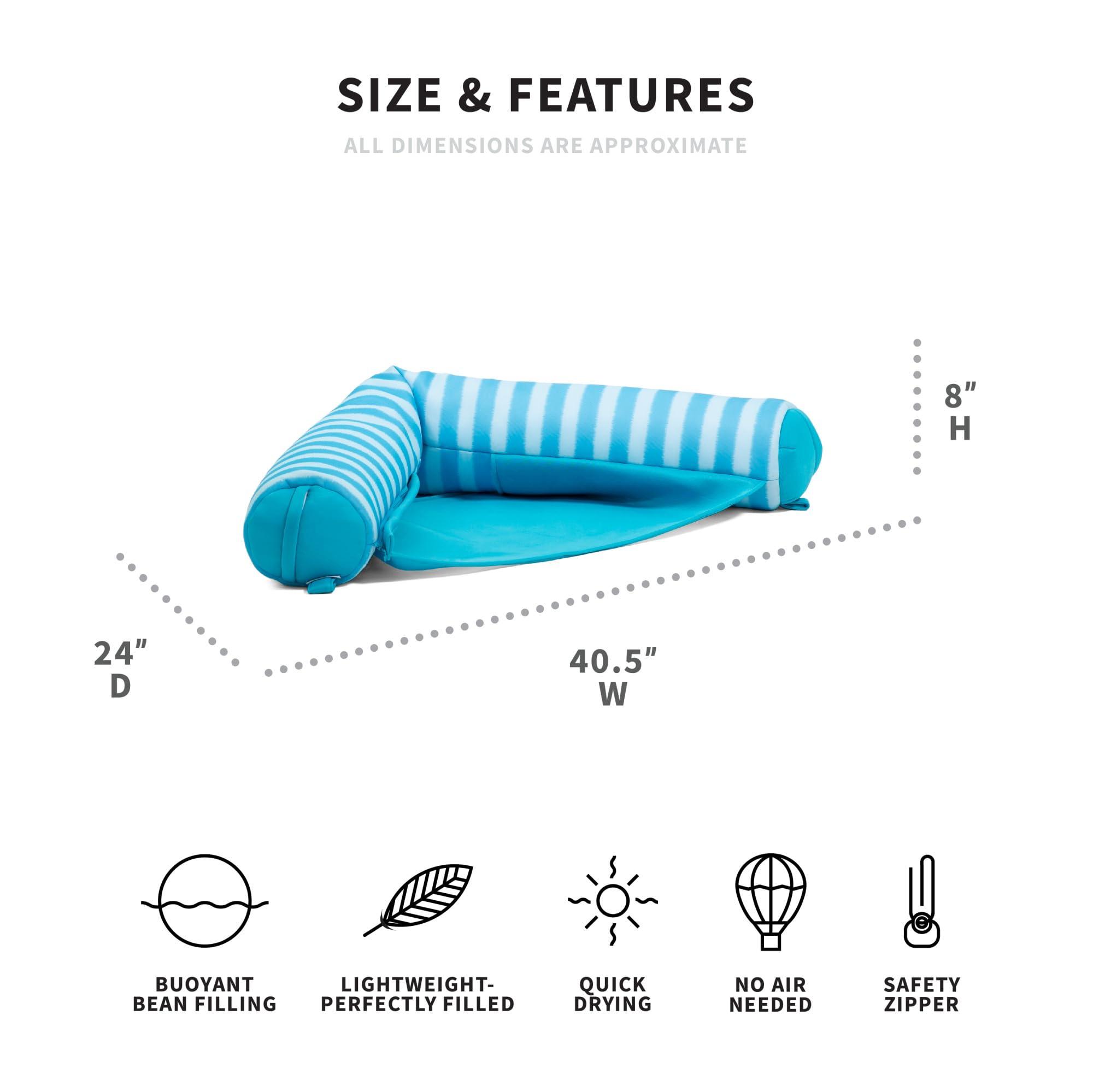 Big Joe Big Joe Noodle Sling No Inflation Needed Pool Seat with Armrests, Light Blue Zag Stripe Double Sided Mesh, Quick Draining Fabric, 3 feet