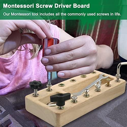 Inslat Inslat Montessori Screwdriver Board Set, Wooden Montessori Toys for 3 4 5 Year Old Kids, Educational Screw Board Sensory Learning Toys STEM Fine Motor Skills Toys