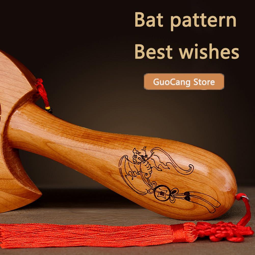 GuoCang Peach Wood Axe Sword Not CombThree SizeChinese Lucky Feng Shui Good Luck Wall Decor Hanging Modern Mini Axe Sword Pendant Tassel Necklace for Men Women Adults Kids Living Room Office Car Home (L)