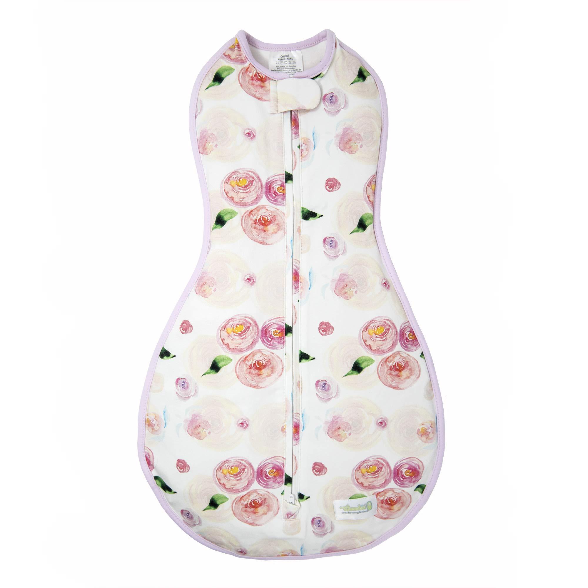 Woombie Woombie The Original Baby Swaddling Blanket - Soothing, Cotton Baby Swaddle - Wearable Baby Blanket, Watercolor Roses, 14-19 lbs